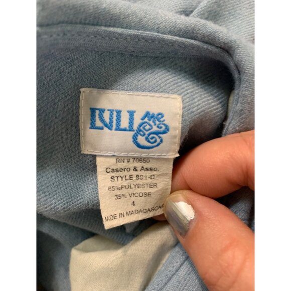 Vintage LVLI & Me Dress Smocked Y2K 90s 80s Fit Flare Party Blue Girls Size 4 - Picture 7 of 8